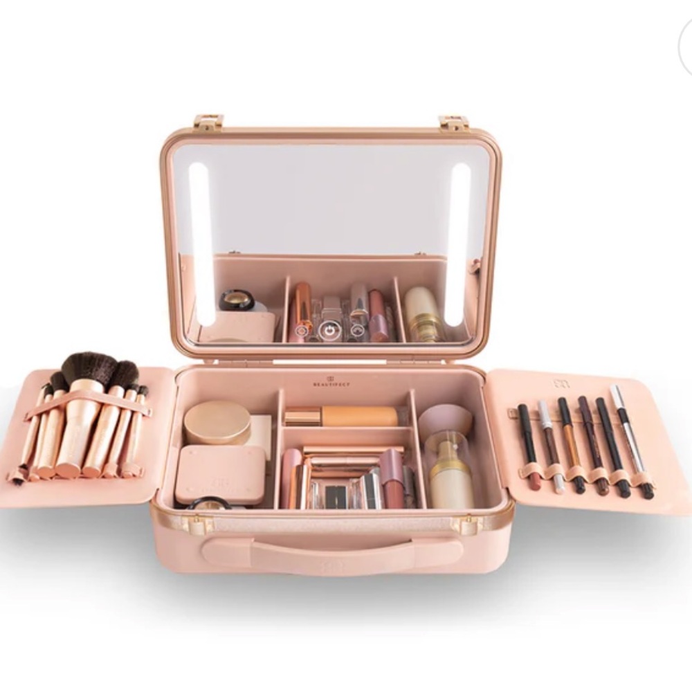 Beautifect Box Quilted Hard-Shell Cosmetic Train Case